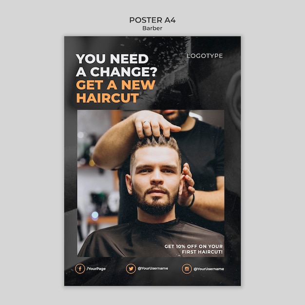 Kostenlose PSD friseur poster vorlage