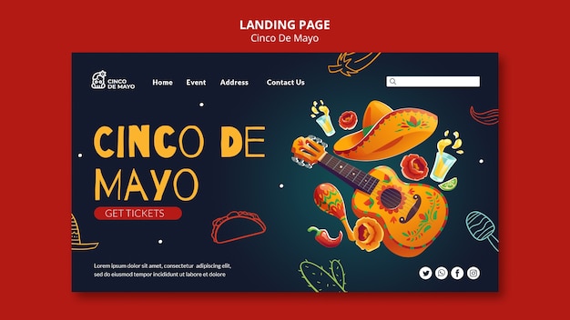 Kostenlose PSD fröhliche cinco de mayo-webvorlage