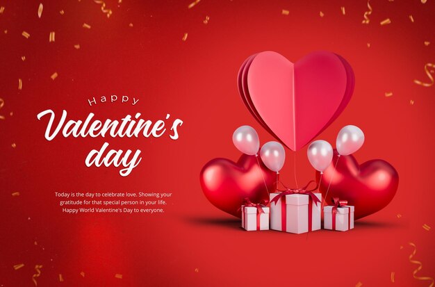 Fröhliche Designvorlage für Social-Media-Banner zum Valentinstag