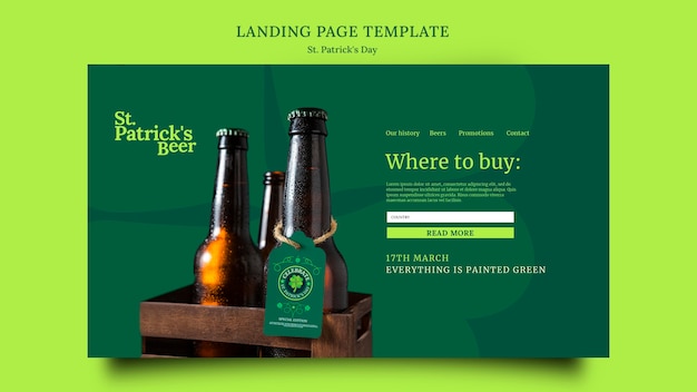 Kostenlose PSD fröhlicher st. patrick's day landingpage