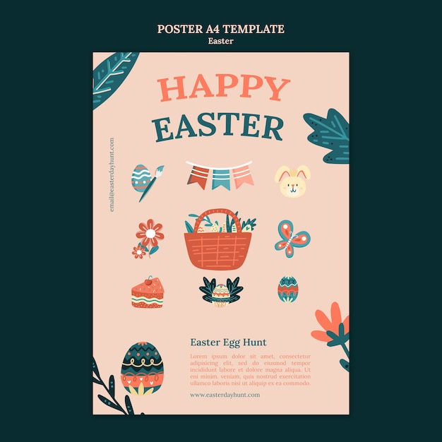 Frohe Ostern-Vorlage im flachen Design