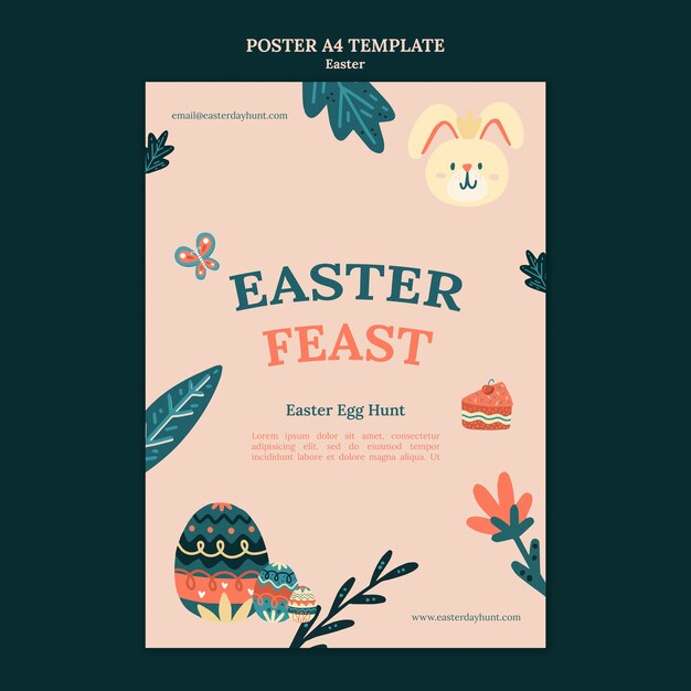 Frohe Ostern-Vorlage im flachen Design