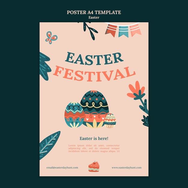 Frohe Ostern-Vorlage im flachen Design