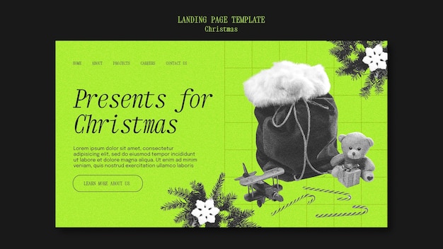 Kostenlose PSD frohe weihnachten landingpage vorlage