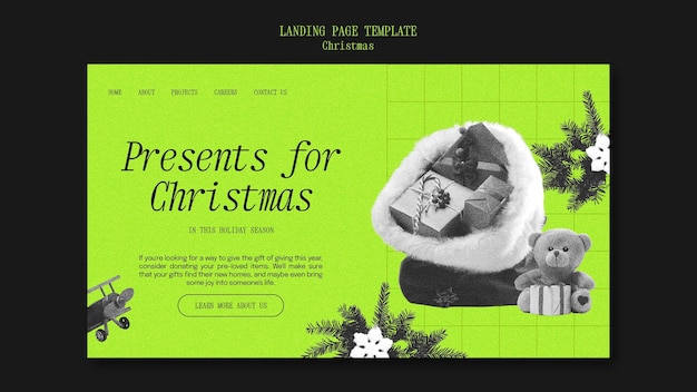 Kostenlose PSD frohe weihnachten landingpage vorlage