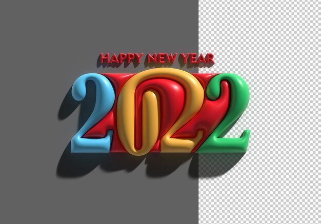 Frohes neues Jahr 2022 3D Render Transparent Psd-Datei