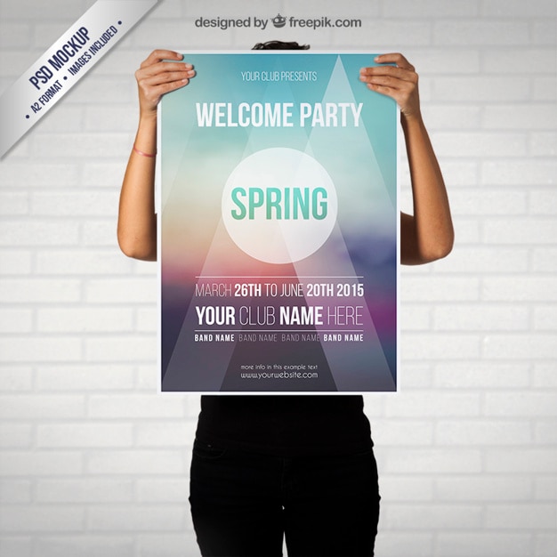 Kostenlose PSD frühling partei poster mockup