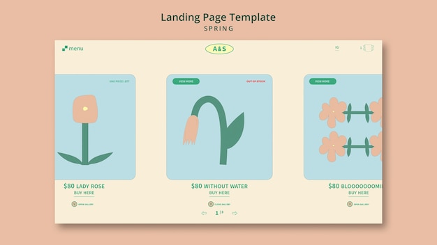 Frühlings-Landing-Page-Vorlage mit Blume