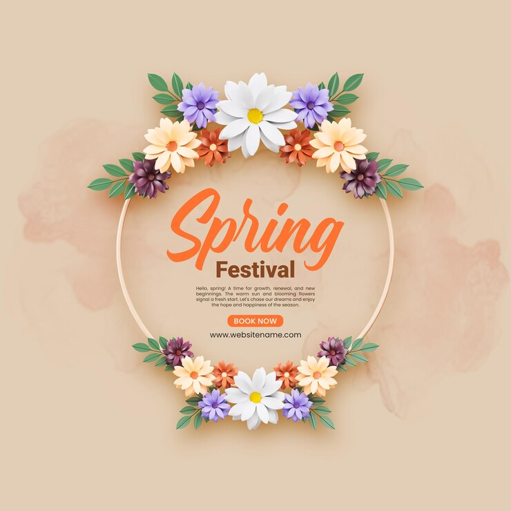 Kostenlose PSD frühlingsfest blumenrahmen 3d-post-vorlage