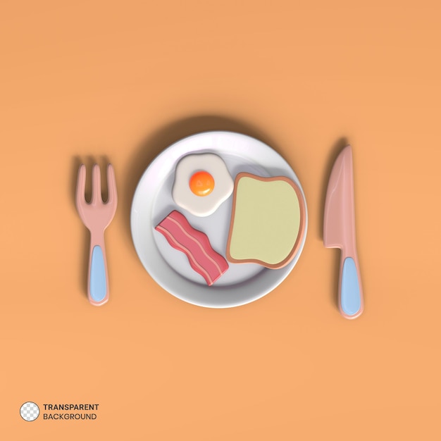 Frühstücksartikel symbol isoliert 3d rendern abbildung