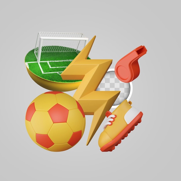 Kostenlose PSD fußball-icons in 3d-3d-darstellung