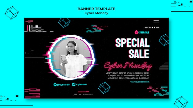 Kostenlose PSD futuristische cyber-monday-banner-vorlage