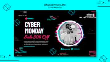 Kostenlose PSD futuristische cyber-monday-banner-vorlage