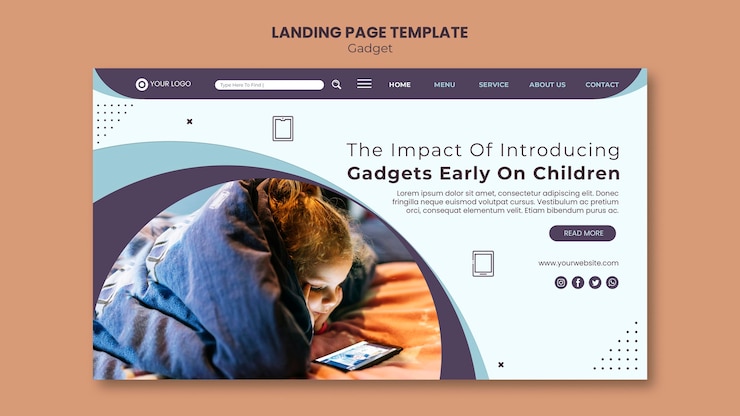 Kostenlose PSD gadget impact landing page vorlage