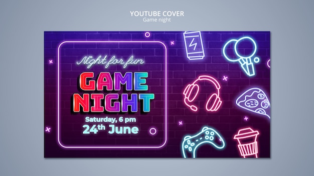 Kostenlose PSD game night unterhaltung youtube-cover