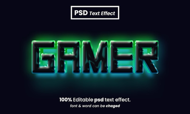 Gamer bunter premium-3d-bearbeitbarer psd-texteffekt