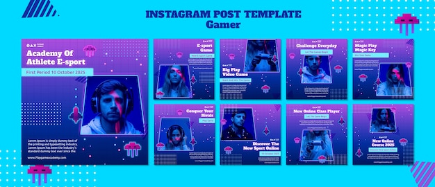 Gaming neon instagram posts sammlung