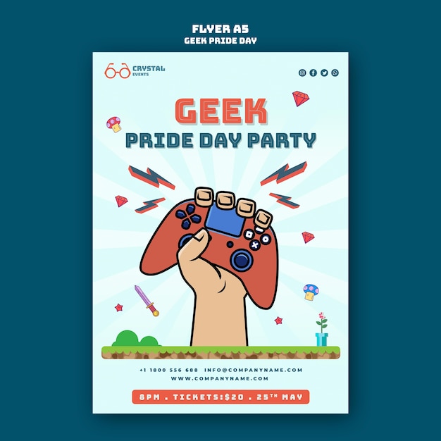 Geek pride day flyer vorlage