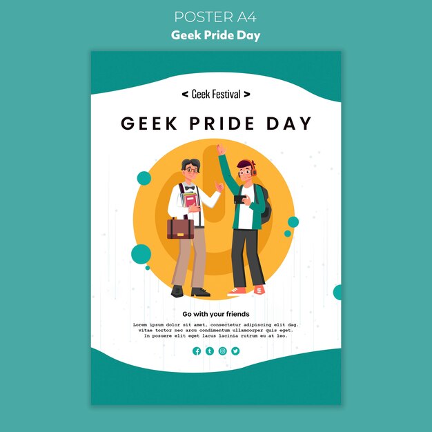 Kostenlose PSD geek pride day poster-konzept