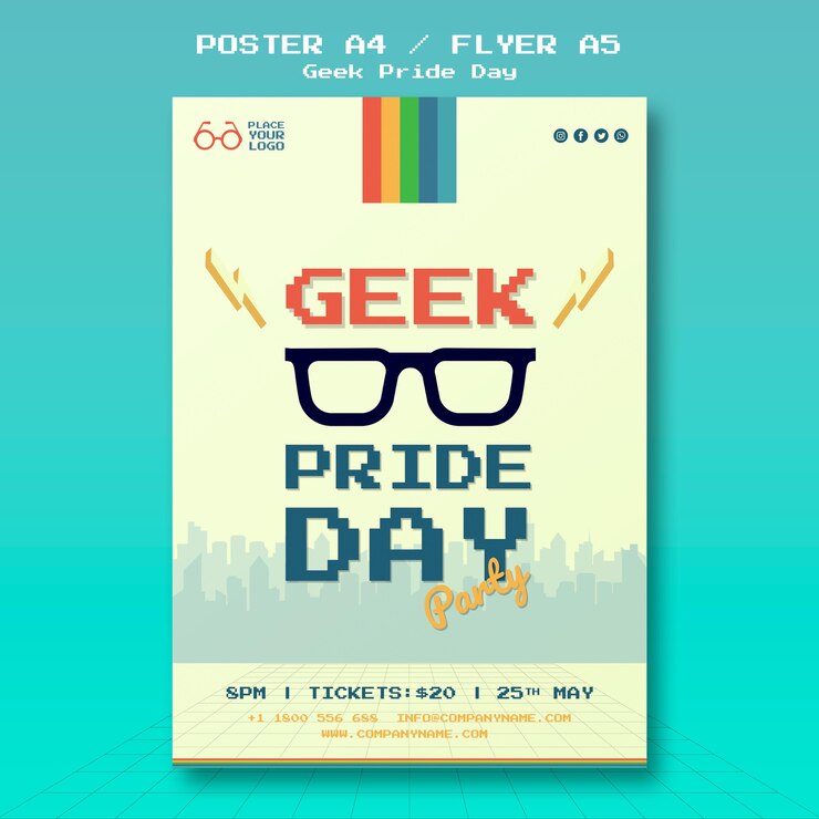 Kostenlose PSD geek pride day poster vorlage
