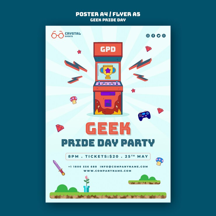 Kostenlose PSD geek pride day poster vorlage