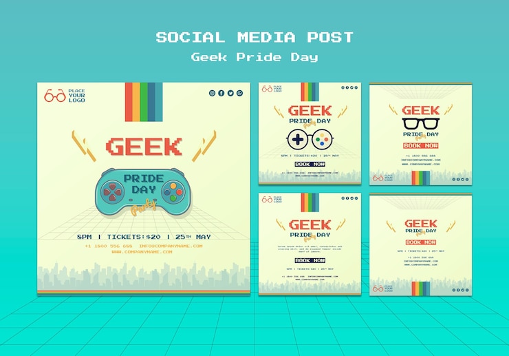 Kostenlose PSD geek pride day social media post