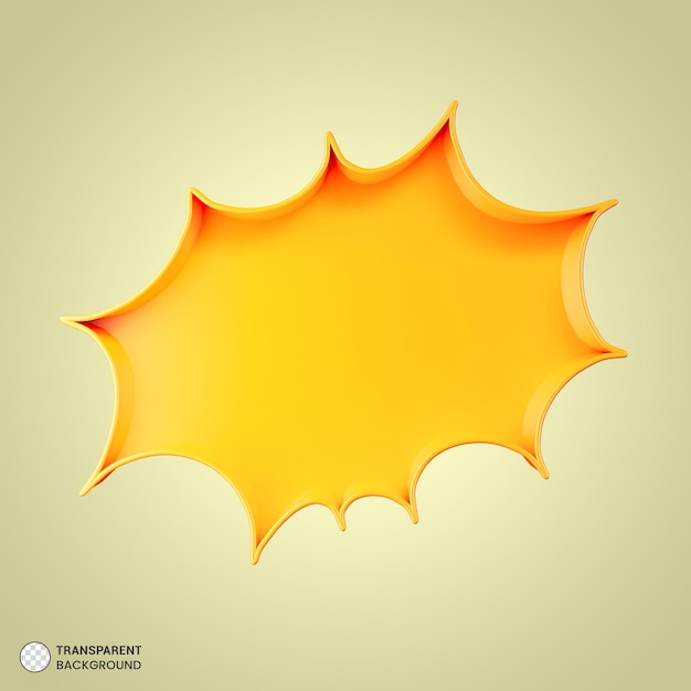 Kostenlose PSD gelbe comic-blase-symbol 3d-render-illustration