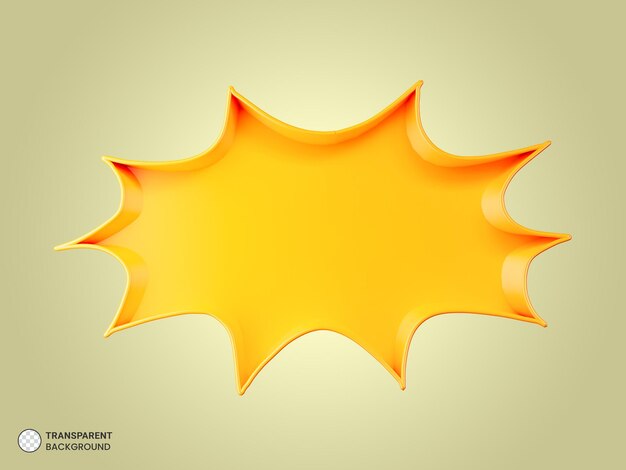 Gelbe Comic-Blase-Symbol 3D-Render-Illustration