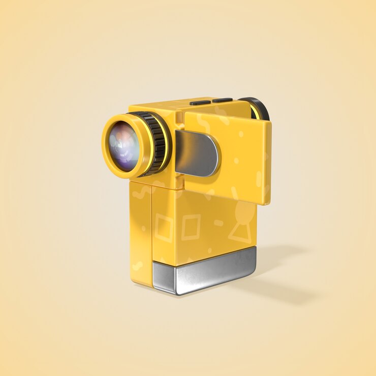 Kostenlose PSD gelbe retro-camcorder 3d-illustration