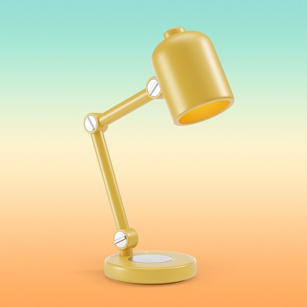 Gelbe Schreibtischlampe 3D-Rendering