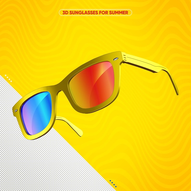 Gelbe Sonnenbrille mit farbigen Gläsern