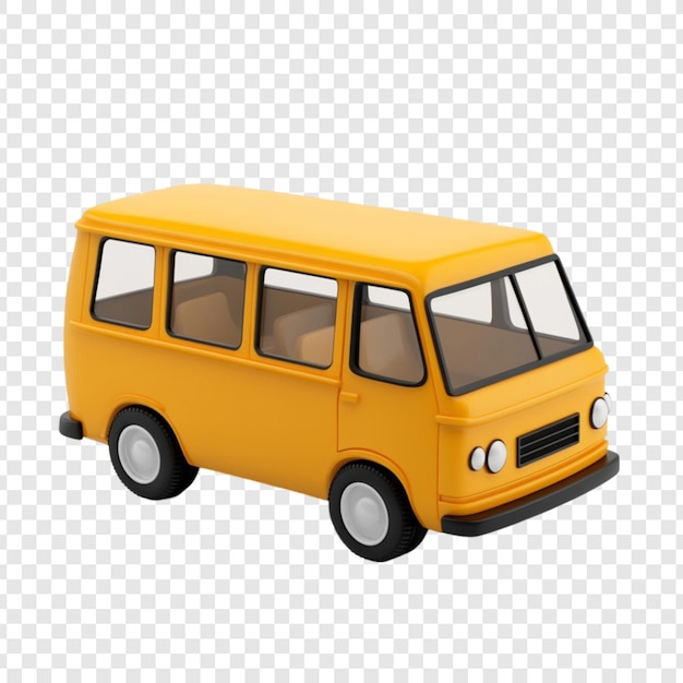 Gelber Minivan 3D-Modell-Transportfahrzeug mit süßem Design