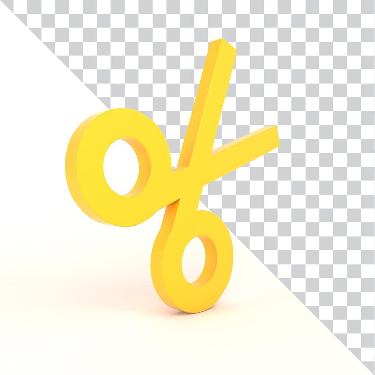 Kostenlose PSD gelbes 3d-ermäßigungsprozentsatzsymbol