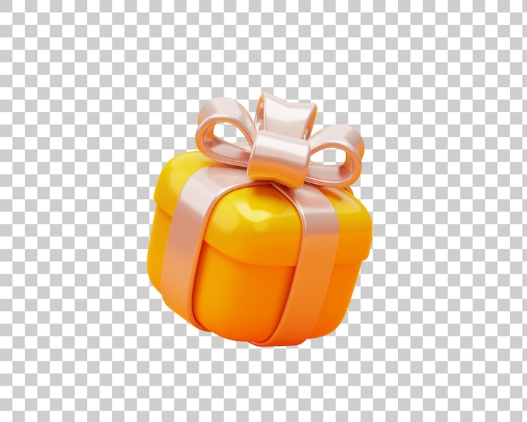 Kostenlose PSD gelbes geschenk mit goldenem band, symbolzeichen oder symbol, 3d-hintergrundillustration