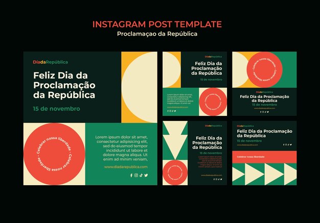 Geometrische Instagram-Posts-Sammlung für die Feier der Proclamacao da Republica