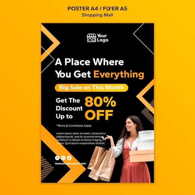 Kostenlose PSD geometrische plakatvorlage für einkaufszentrum