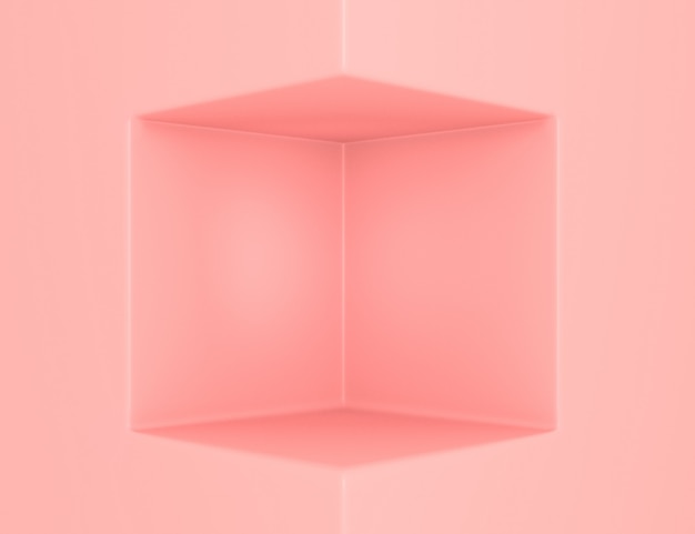 Kostenlose PSD geometrische rosa 3d-szene mit würfelraum für produktplatzierung und bearbeitbare farbe