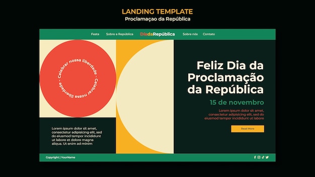 Geometrische Zielseitenvorlage für die Feier der Proclamacao da Republica