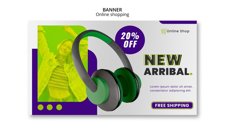 Kostenlose PSD geräte online-shop horizontale banner vorlage neuankömmling