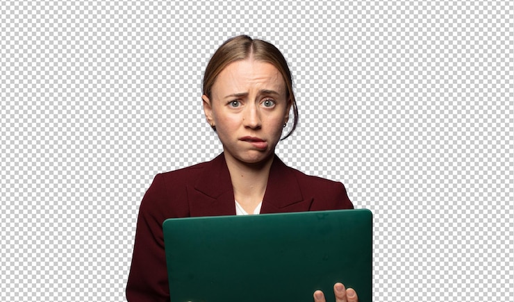 Kostenlose PSD geschäftsfrau mit einem laptop