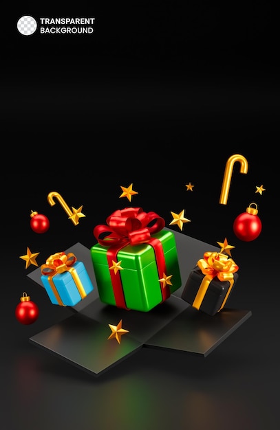 Kostenlose PSD geschenkboxen präsentiert in buntem geschenkpapier-symbol isoliert