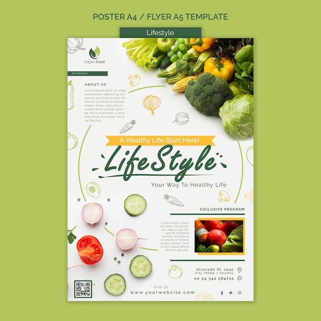 Kostenlose PSD gesunde ernährung lifestyle-plakatvorlage