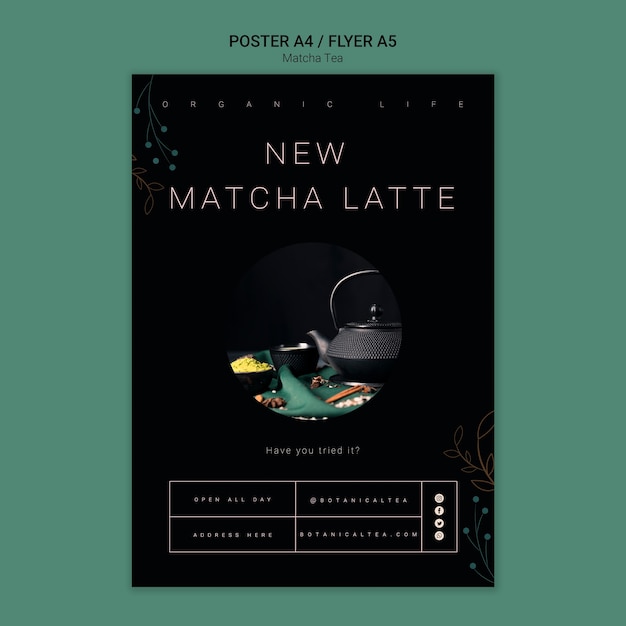 Gesundes matcha-teeplakatkonzept