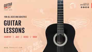 Kostenlose PSD gitarrenunterricht banner vorlage