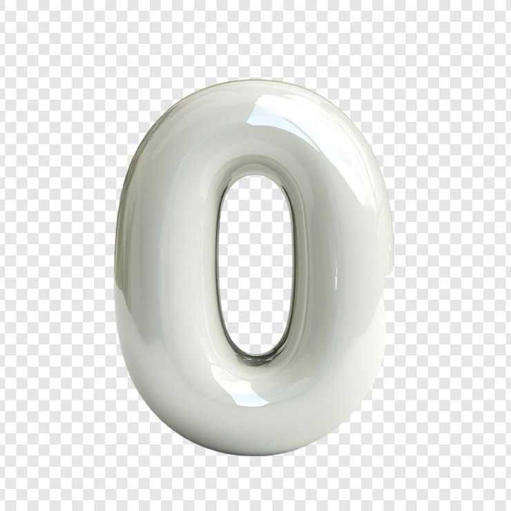 Kostenlose PSD glänzend weiße zahl null 3d-rendered ziffer