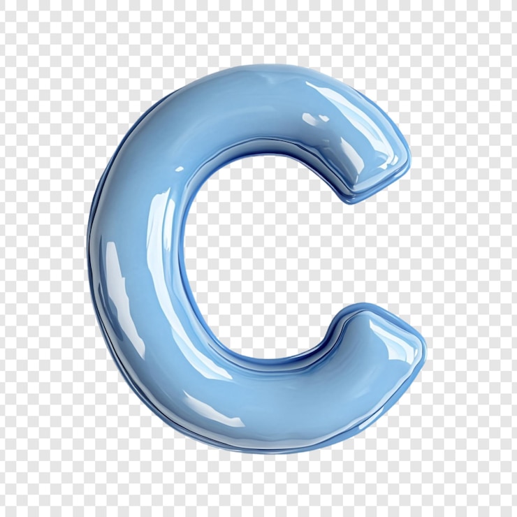 Kostenlose PSD glänzender blauer buchstabe c ein 3d-rendering eines glänzenden, glatten und reflektierenden alphabetzeichens
