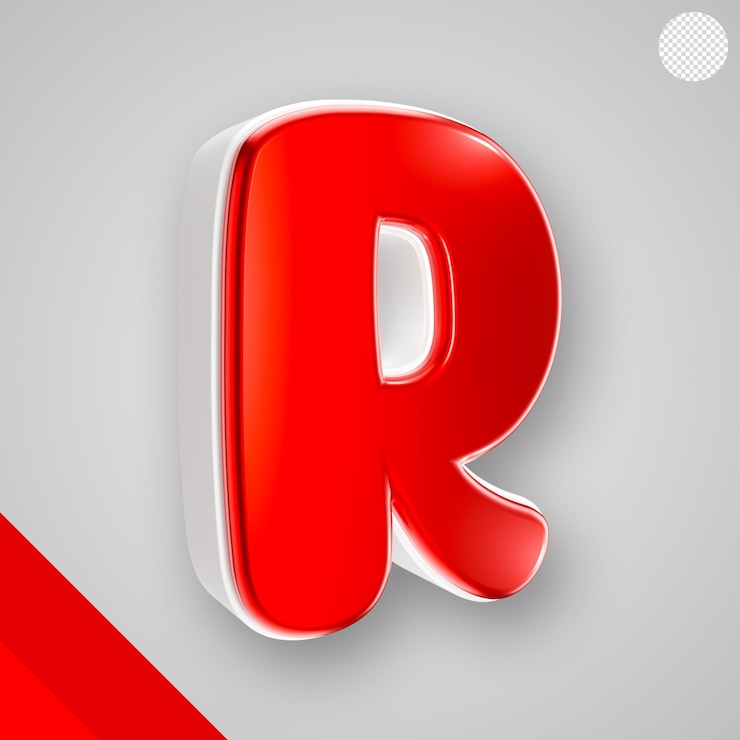 Kostenlose PSD glänzendes rotes alphabet mit weißem 3d-buchstaben r