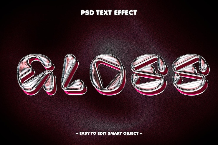Kostenlose PSD glanzender metallischer chromtext-effekt