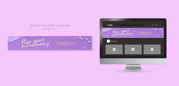 Glitzernder youtube-banner für hochzeitsplaner