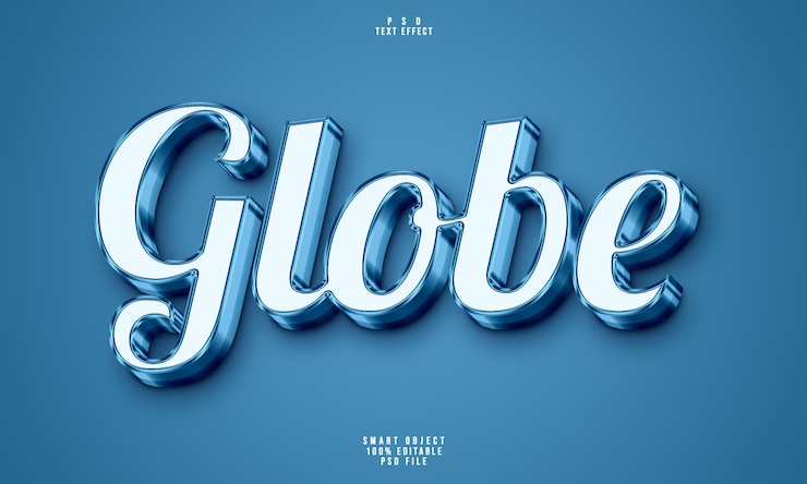 Kostenlose PSD globe 3d bearbeitbarer texteffekt
